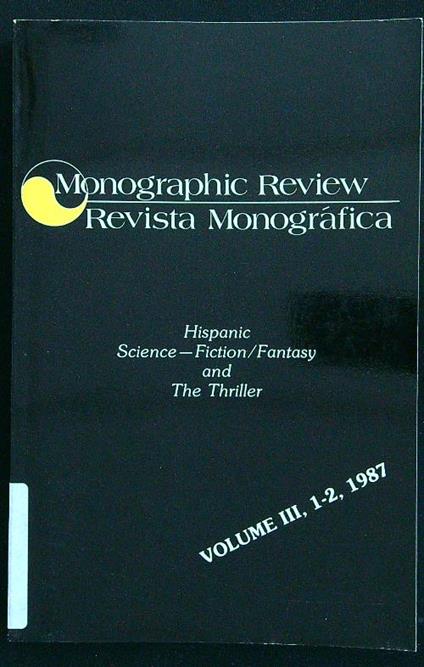 Monographic review - Revista monografica vol. III, 1-2 ,1987 - copertina