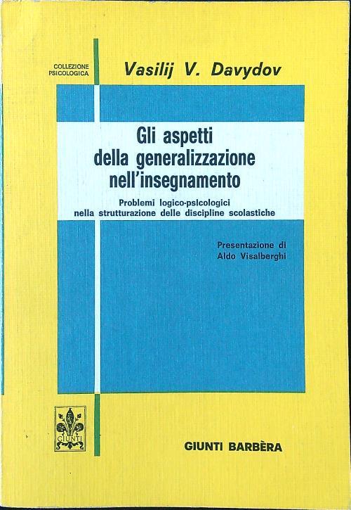 Gli aspetti della generalizzazione nell'insegnamento - Vasilij Davydov - copertina