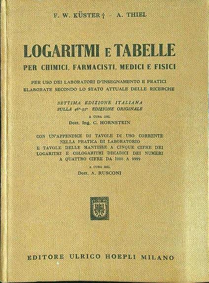 Logaritmi e tabelle - Kuster - copertina