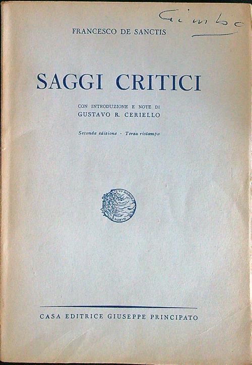 Saggi critici - Francesco De Sanctis - copertina