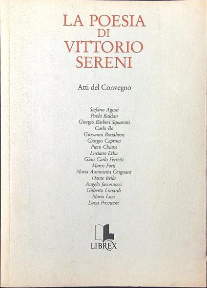 La poesia di Vittorio Sereni. Atti del convegno - copertina