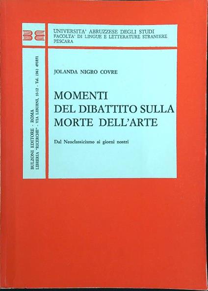 Momenti del dibattito sulla morte dell'arte - Jolanda Nigro Covre - copertina