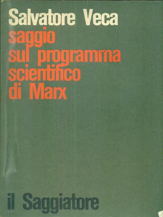 Saggio sul programma scientifico di Marx - Salvatore Veca - copertina