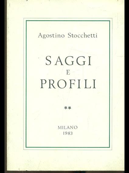 Saggi e profili vol. 2 - Agostino Stocchetti - copertina