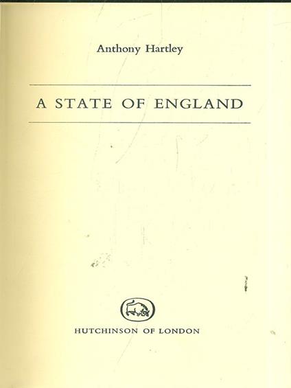 A state of England - Anthony Hartley - copertina