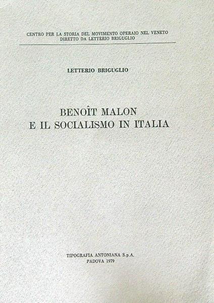 Benoit Malon e il socialismo in Italia - Letterio Briguglio - copertina