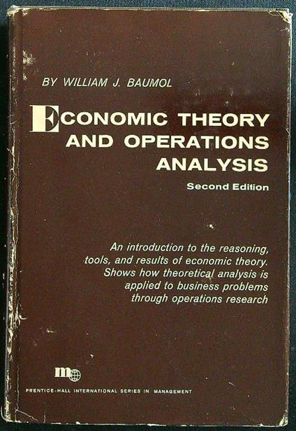 Economic theory and operations analysis - Baumol - copertina