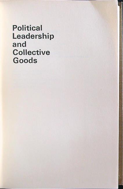 Political leadership and collective goods - copertina