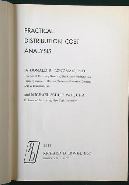 Pratical distribution cost analysis - Longman,Schiff - copertina