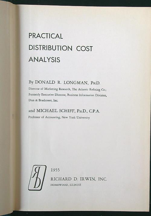 Pratical distribution cost analysis - Longman,Schiff - copertina