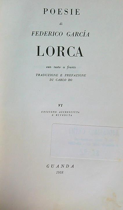 Poesie - Federico Garcia Lorca - copertina