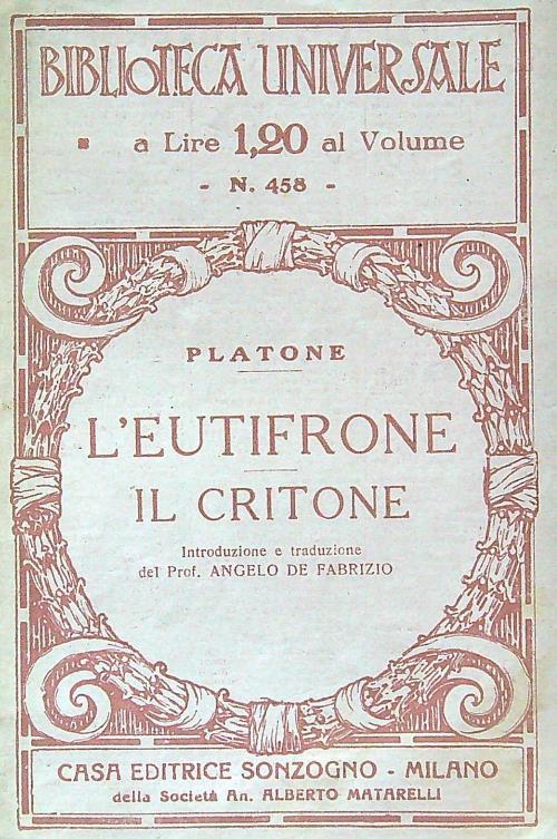 L' eutifrone - Il critone - Platone - copertina