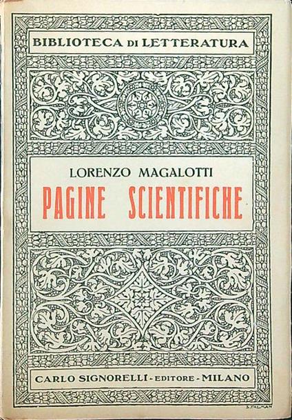 Pagine scientifiche - Lorenzo Magalotti - copertina
