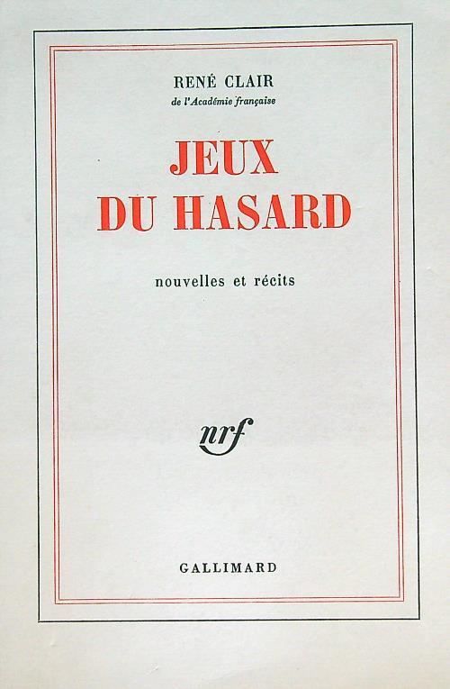 Jeux du hasard - René Clair - copertina