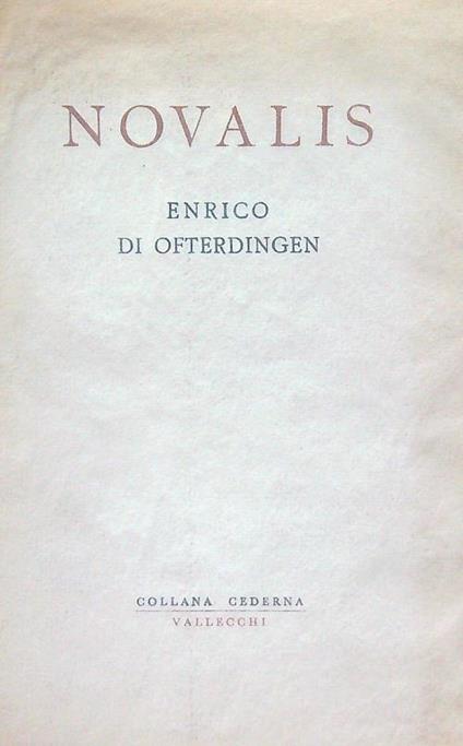 Enrico di Ofterdingen - Novalis - copertina