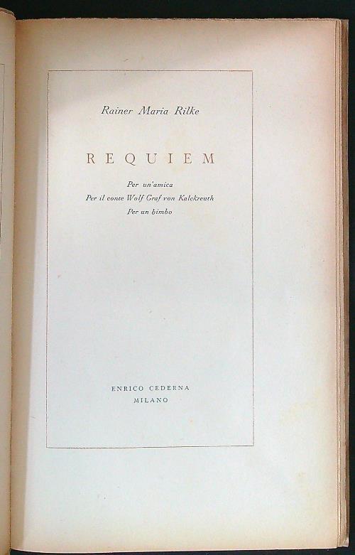 Requiem - Rainer M. Rilke - copertina