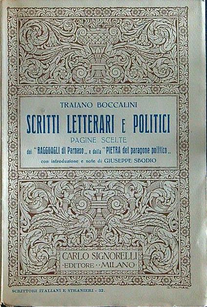Scritti letterari e politici - Traiano Boccalini - copertina