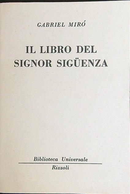 Il libro del Signor Siguenza - Gabriel Miró - copertina