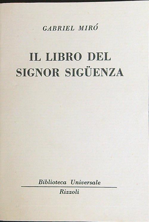 Il libro del Signor Siguenza - Gabriel Miró - copertina