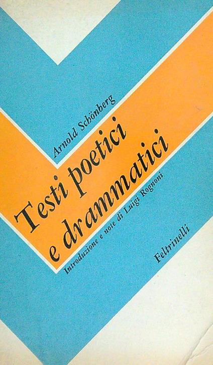 Testi poetici e drammatici - Arnold Schonberg - copertina