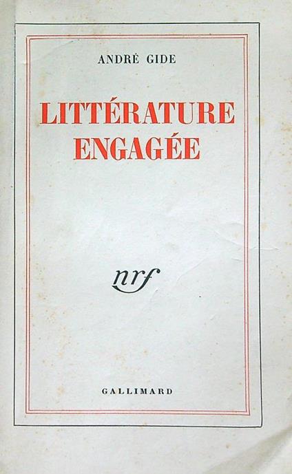 Littérature engagée - André Gide - copertina