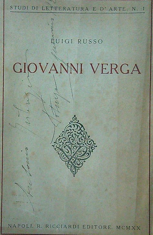 Giovanni Verga - Luigi Russo - copertina