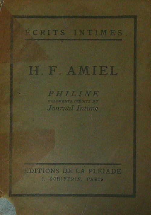 Philine. Fragments inedits du journal intime - H. F. Amiel - copertina