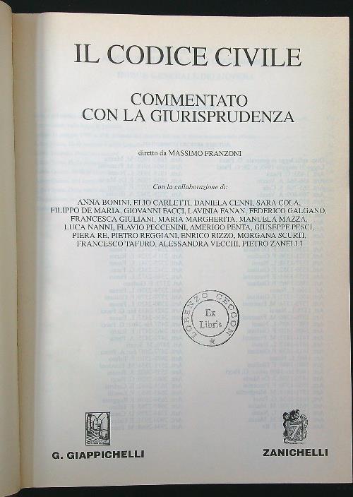 Il codice civile commentato con la giurisprudenza - Massimo Franzoni - copertina