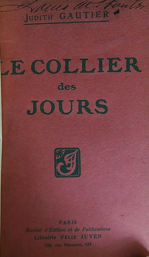 Le Collier des jours - Judith Gautier - copertina