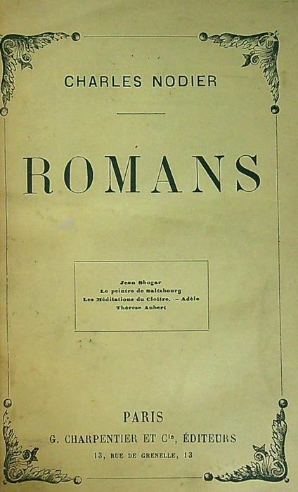 Romans - Charles Nodier - copertina