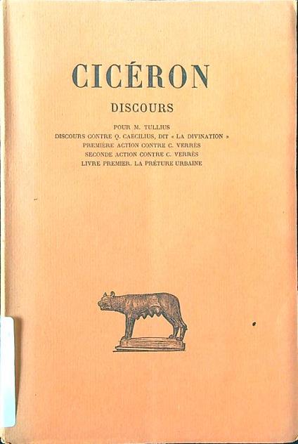Discours tome II - M. Tullio Cicerone - copertina