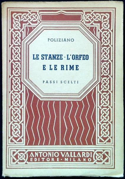 Le stanze - L'Orfeo e le Rime - Angelo Poliziano - copertina