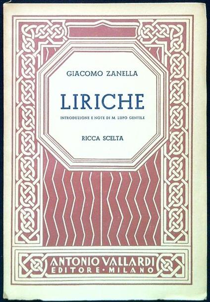 Liriche - Giacomo Zanella - copertina
