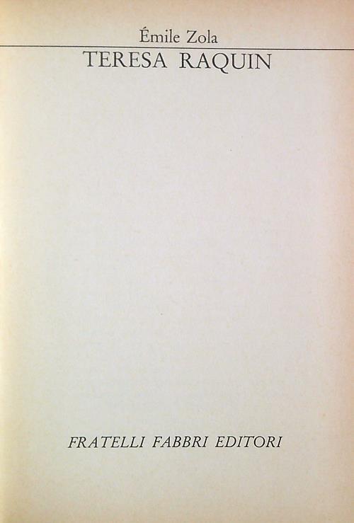 Teresa Raquin - Emile Zola - copertina