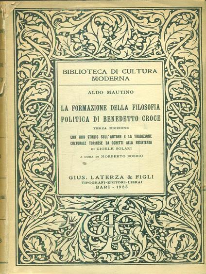 La formazione della filosofia politica di Benedetto Croce - Aldo Mautino - copertina