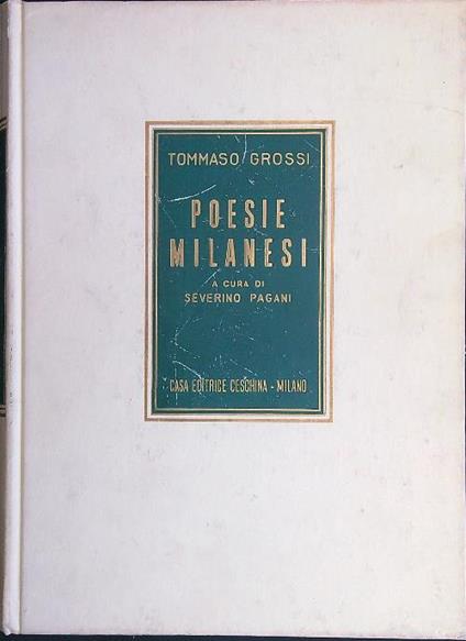 Poesie milanesi - Tommaso Grossi - copertina