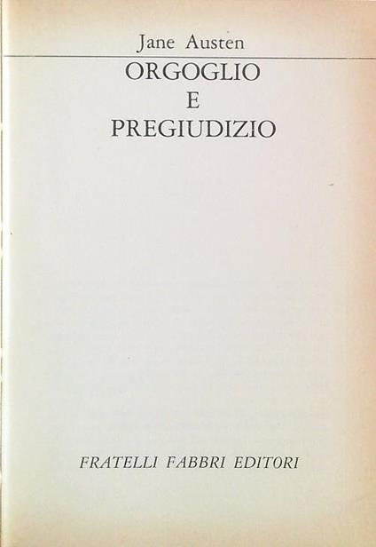 Orgoglio e pregiudizio - Jane Austen - copertina