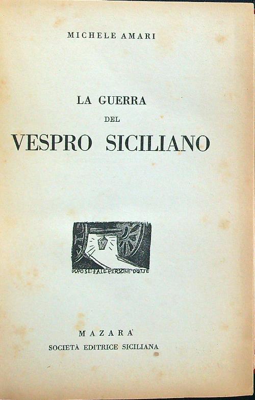 La guerra del vespro siciliano - Michele Amari - copertina