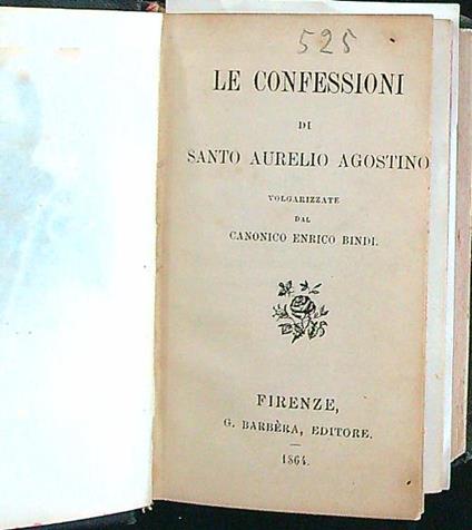 Le confessioni di Santo Aurelio Agostino - Bindi - copertina