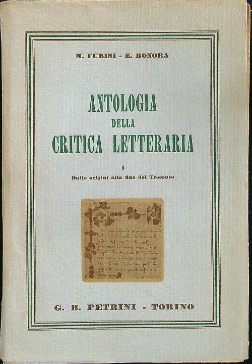 Antologia della critica letteraria I - Mario Fubini - copertina