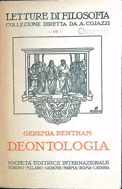 Deontologia - Geremia Bentham - copertina