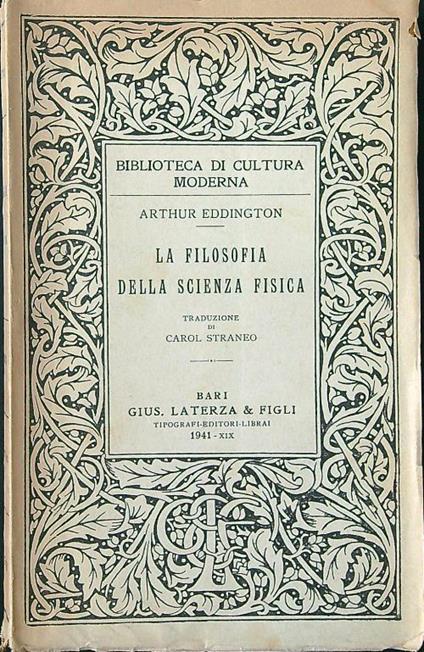 La filosofia della scienza fisica - Arthur Stanley Eddington - copertina