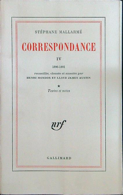 Correspondance IV - Stephane Mallarmé - copertina