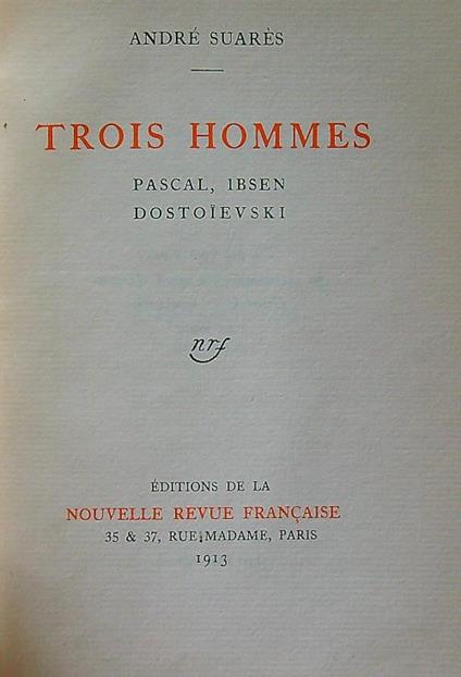 Trois hommes - Andrè Suares - copertina
