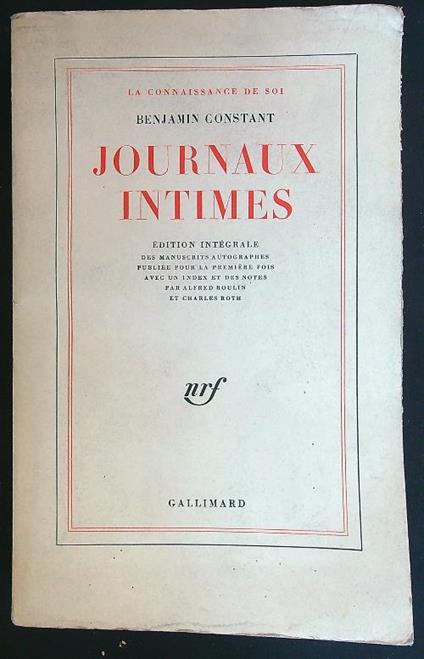 Journaux Intimes - Benjamin Constant - copertina