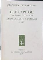 Due capitoli di un romanzo inedito: morte di Maria - domenica (1928)
