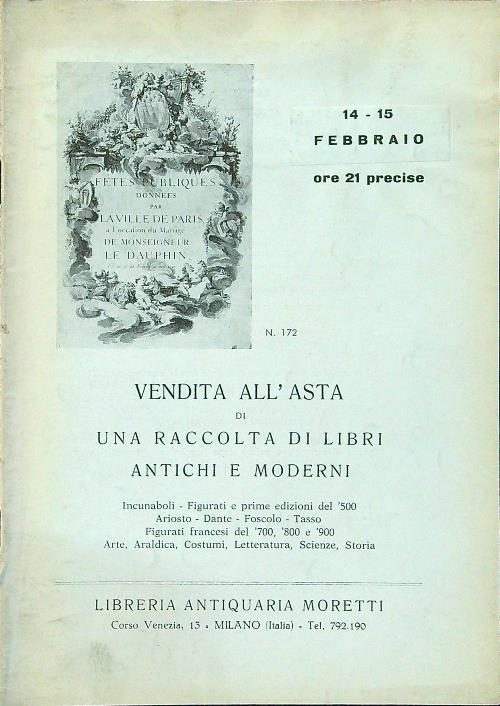 Vendita all'asta di una raccolta di libri 14-15 febbraio - copertina