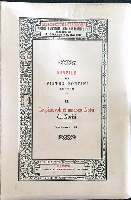 Le piacevoli et amorose notti dei novizi volume II - Pietro Fortini - copertina