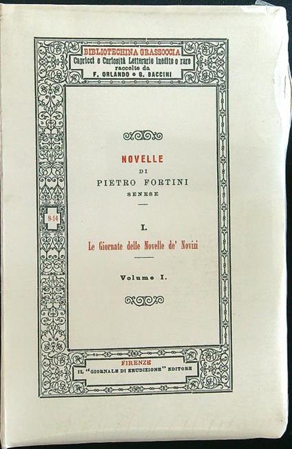 Le giornate delle novelle dè novizi volume I - Pietro Fortini - copertina