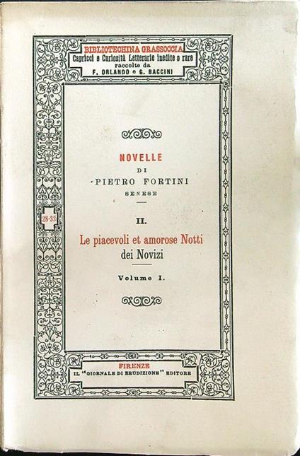 Le piacevoli et amorose notti dei novizi volume I - Pietro Fortini - copertina